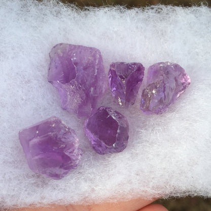 Natural Amethyst Rough Lot — 5 Pieces, 55.86 ct total, Brazil
