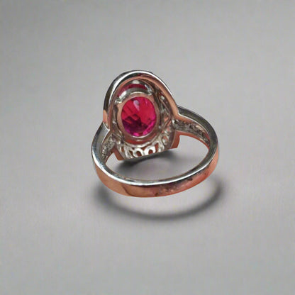 Antique / Vintage 14kt White Gold Rubellite Tourmaline Ring