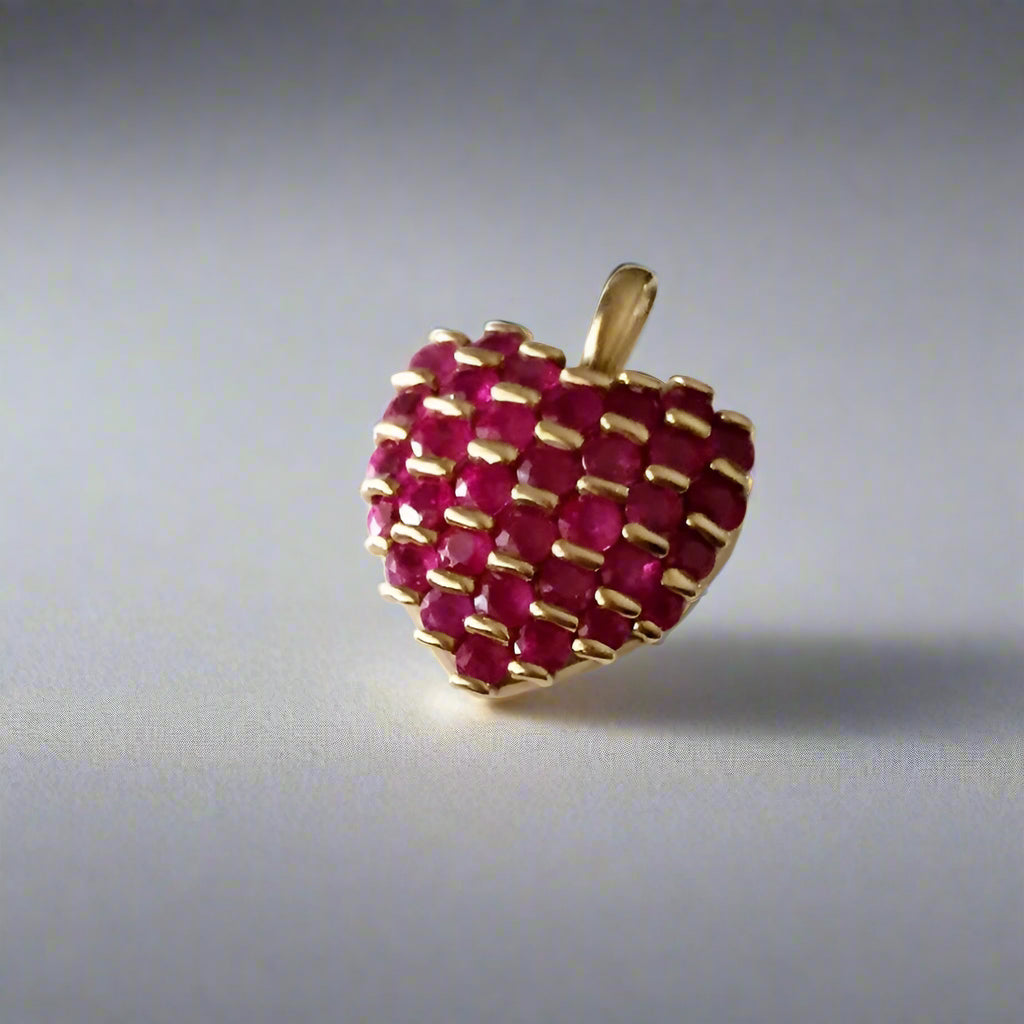 14 kt. Natural Unheated Burmese Ruby Heart Pendant