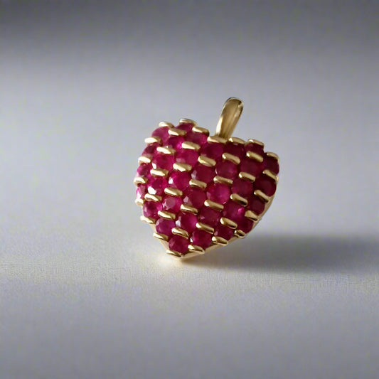 14 kt. Natural Unheated Burmese Ruby Heart Pendant