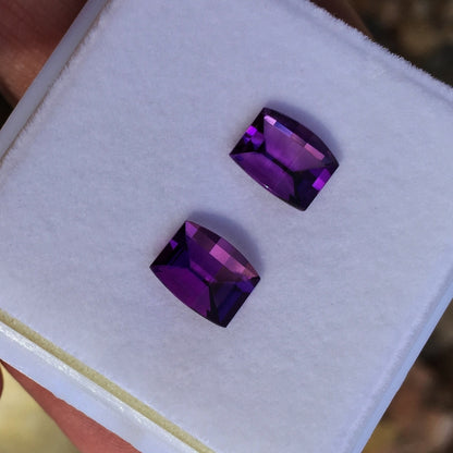 Natural Amethyst Pair — 4.08 ct total, Zambia, Opposed Bar Barrel