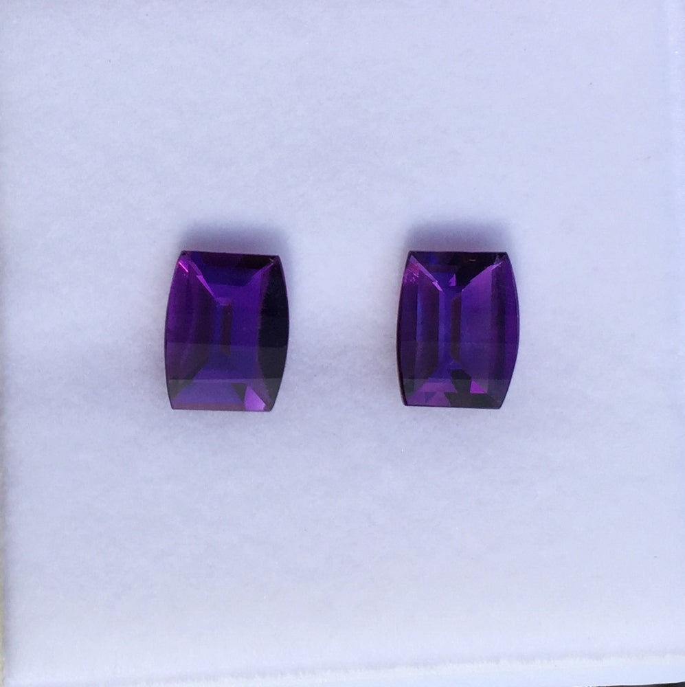 Natural Amethyst Pair — 4.08 ct total, Zambia, Opposed Bar Barrel