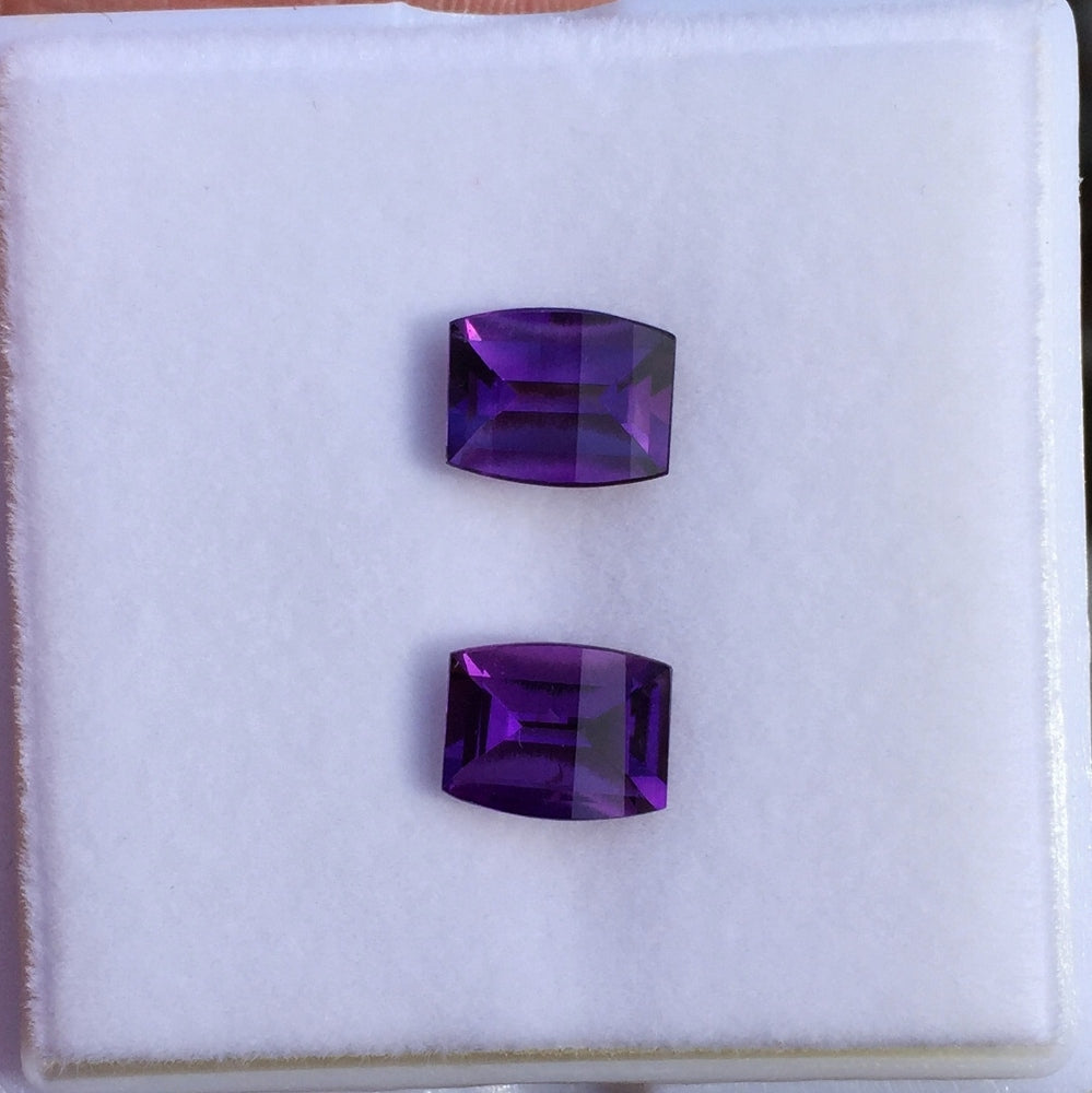 Natural Amethyst Pair — 4.08 ct total, Zambia, Opposed Bar Barrel