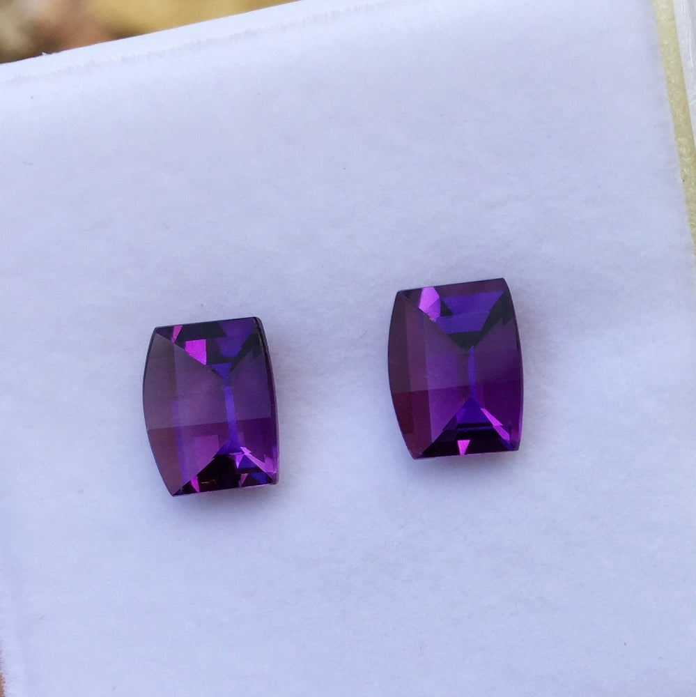 Natural Amethyst Pair — 4.08 ct total, Zambia, Opposed Bar Barrel