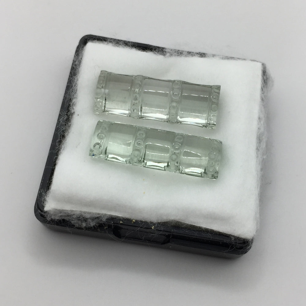 Natural Prasiolite Pair — 21.5 ct total, Brazil, Bamboo Cut