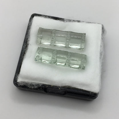 Natural Prasiolite Pair — 21.5 ct total, Brazil, Bamboo Cut