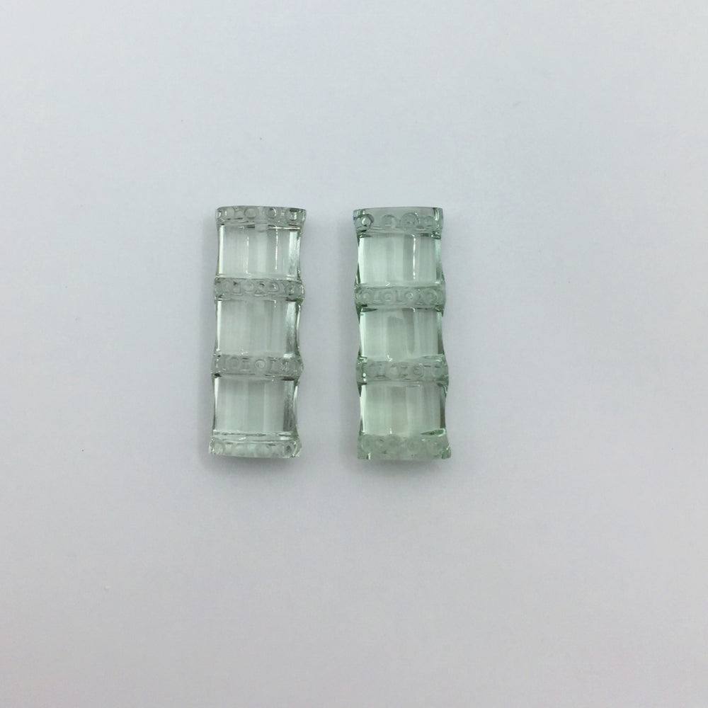 Natural Prasiolite Pair — 21.5 ct total, Brazil, Bamboo Cut