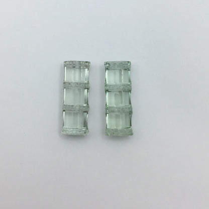 Natural Prasiolite Pair — 21.5 ct total, Brazil, Bamboo Cut