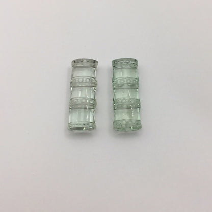 Natural Prasiolite Pair — 21.5 ct total, Brazil, Bamboo Cut