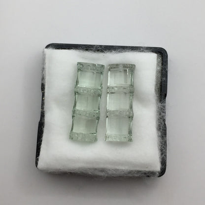 Natural Prasiolite Pair — 21.5 ct total, Brazil, Bamboo Cut