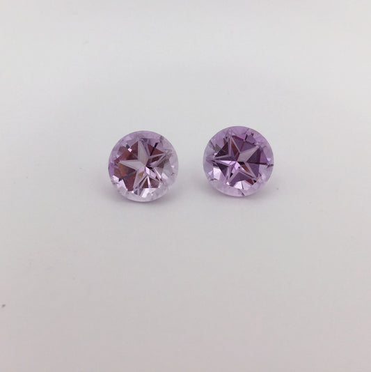 Natural Amethyst Pair — 9.0 ct total, Brazil, Texas Star Round