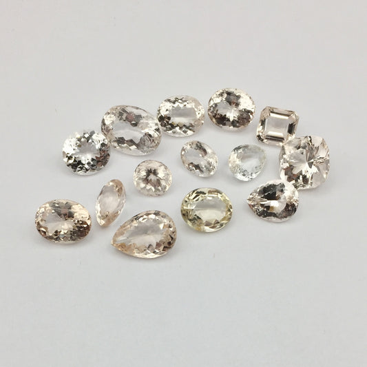 Natural Champagne Topaz Lot — 14 Pieces, 57.30 ct Total, Pakistan (GL)