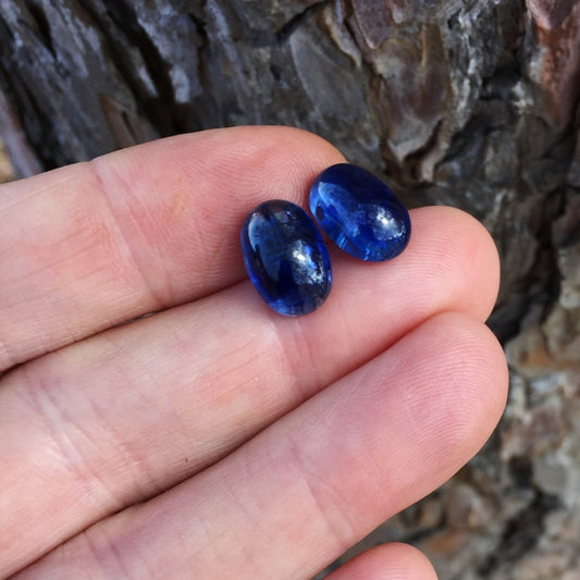 Natural Kyanite Matched Pair — 15.81 ct, Nepal, Oval Cabochons (GL)