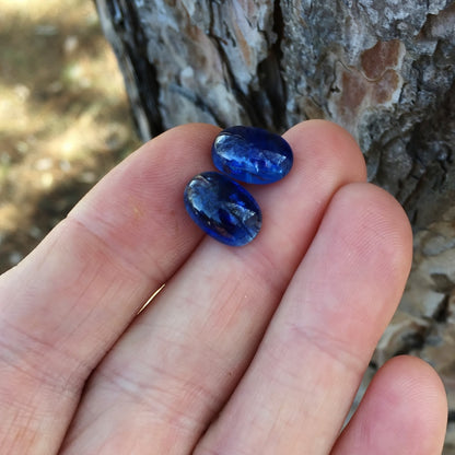 Natural Kyanite Matched Pair — 15.81 ct, Nepal, Oval Cabochons (GL)