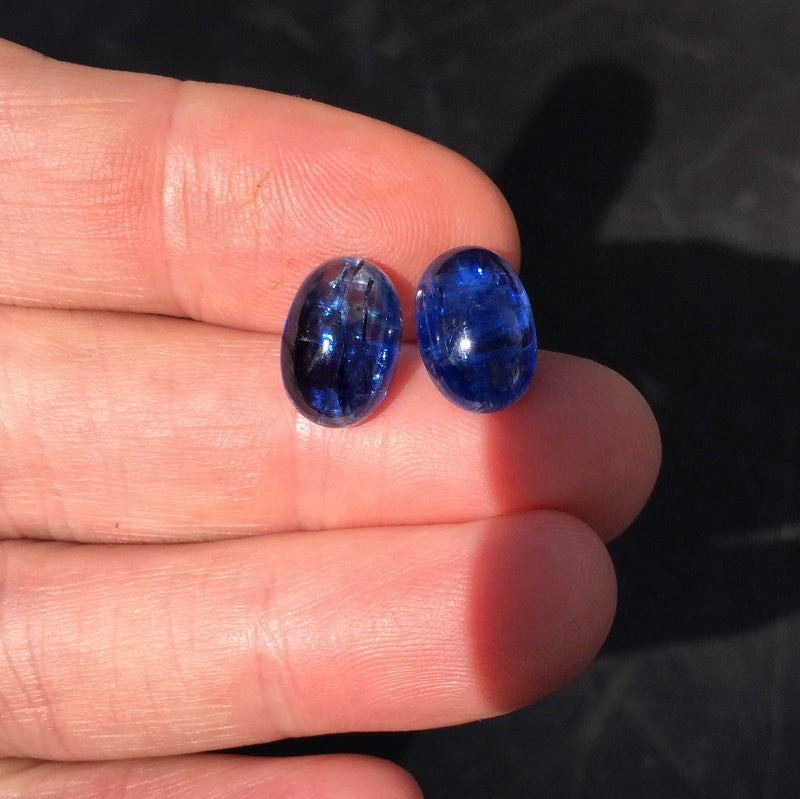 Natural Kyanite Matched Pair — 15.81 ct, Nepal, Oval Cabochons (GL)