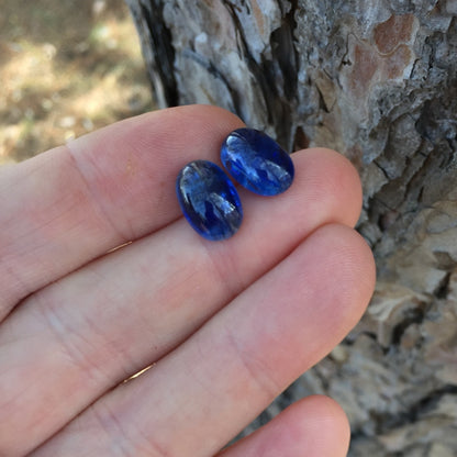 Natural Kyanite Matched Pair — 15.81 ct, Nepal, Oval Cabochons (GL)