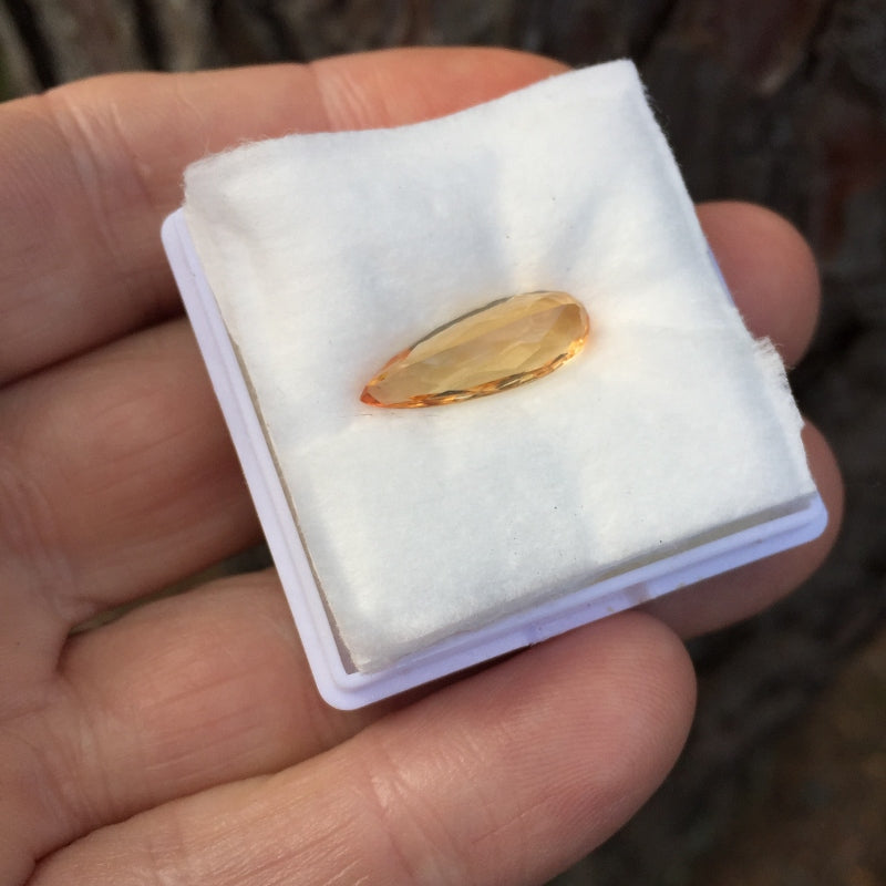 Natural Imperial Topaz — 5.46 ct, Ouro Preto, Brazil, Elongated Pear (GL)