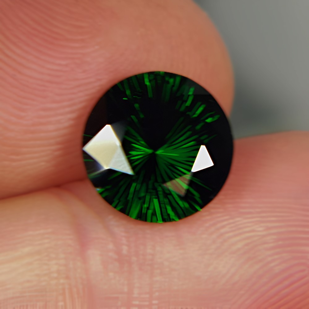 Concave Cut Deep Green Tsavorite Garnet Kenya 4.46 carats GL