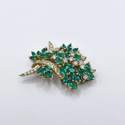 Fine Quality! Vintage 18 kt Emerald and Diamond Pendant