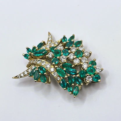 Fine Quality! Vintage 18 kt Emerald and Diamond Pendant