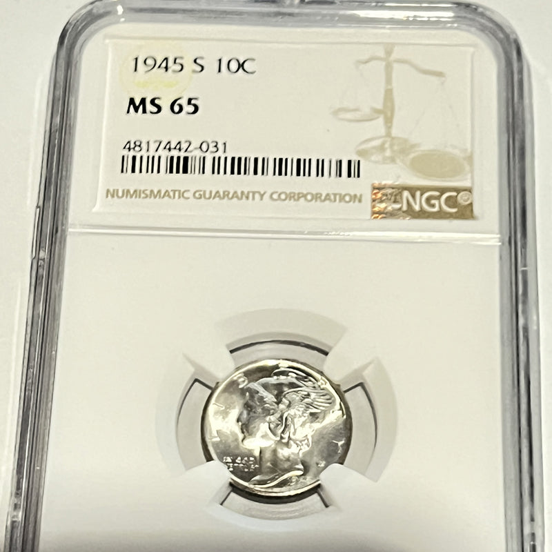 Mercury Dime 1945 s 10C MS 65 4817442-031