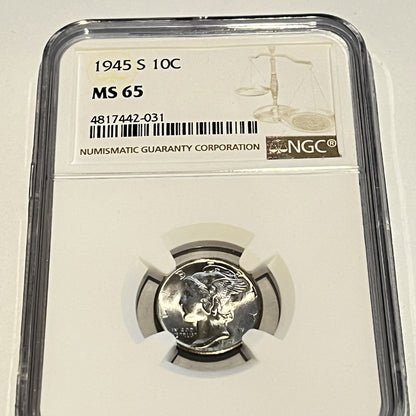 Mercury Dime 1945 s 10C MS 65 4817442-031