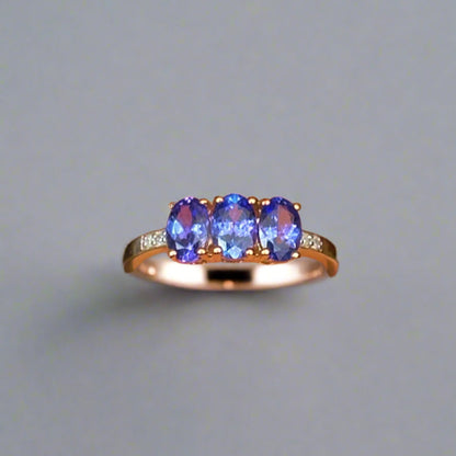 Elegant 10K Yellow Gold Tanzanite & Diamond Ring