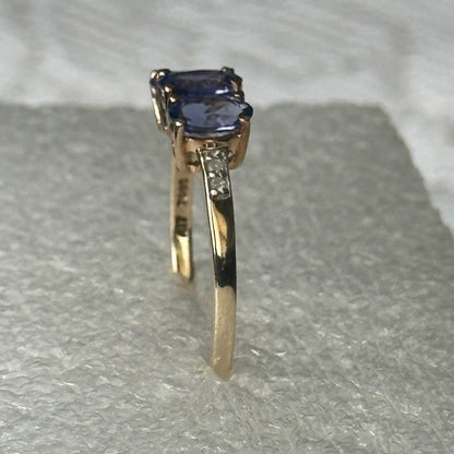 Elegant 10K Yellow Gold Tanzanite & Diamond Ring