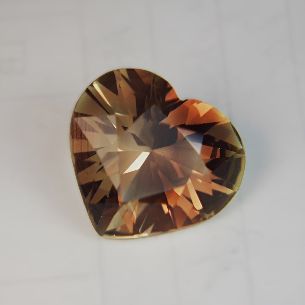 Natural Bi-Color Oregon Sunstone — 9.84 ct, Oregon, Heart Brilliant (GL)