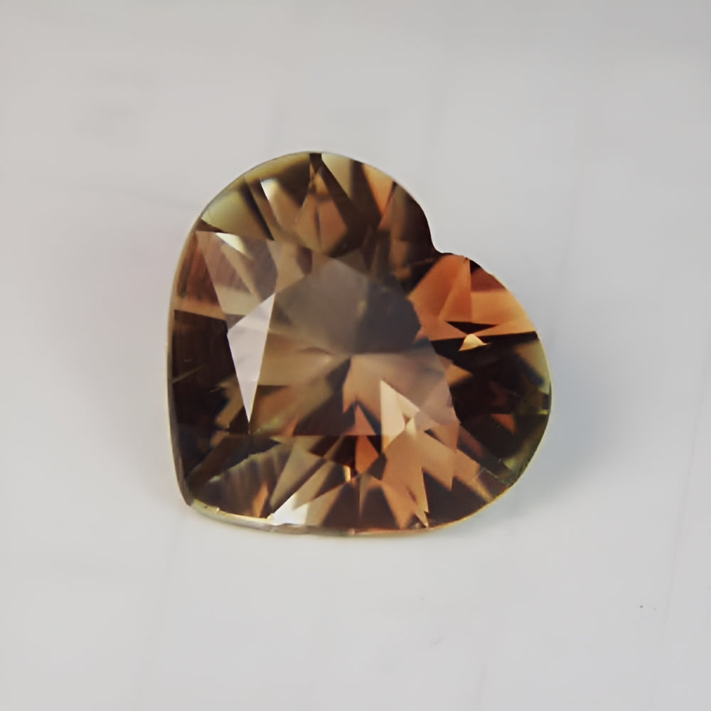 Natural Bi-Color Oregon Sunstone — 9.84 ct, Oregon, Heart Brilliant (GL)