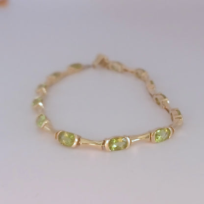 Fine Cut & Color! Peridot 14kt Gold Bracelet