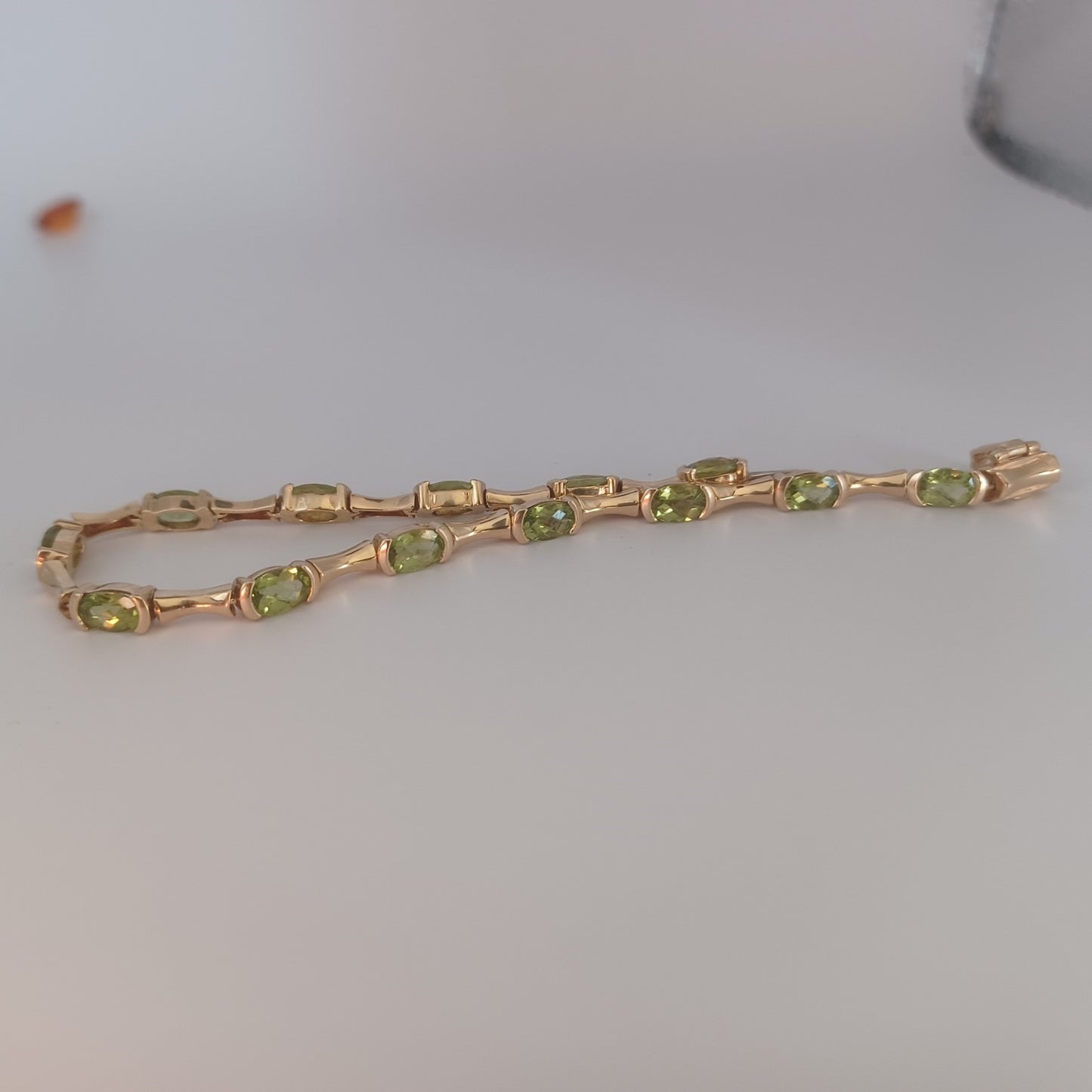 Fine Cut & Color! Peridot 14kt Gold Bracelet
