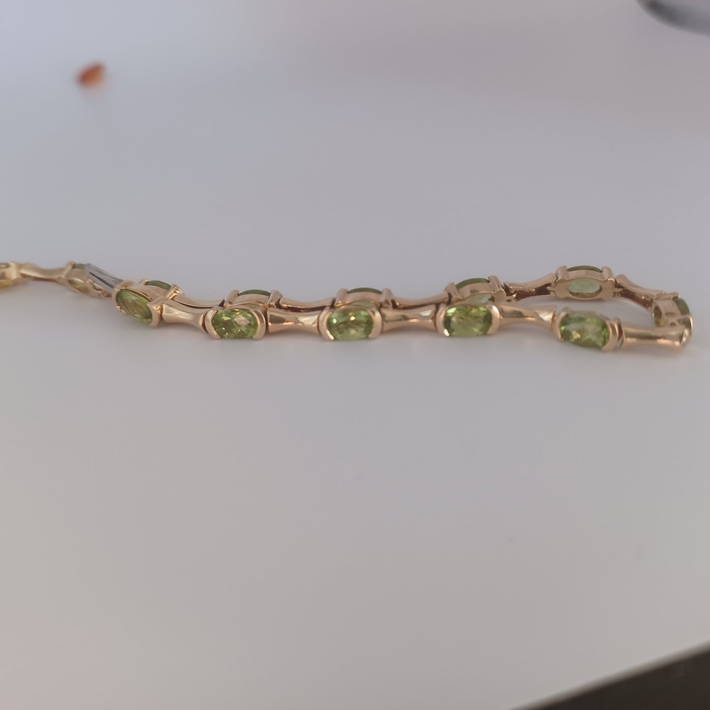 Fine Cut & Color! Peridot 14kt Gold Bracelet