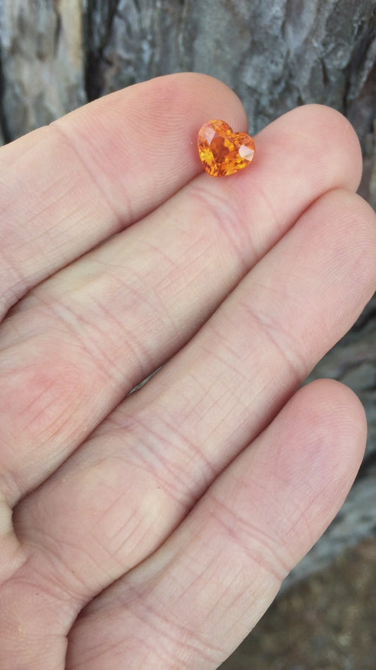 Natural Mandarin Spessartite Garnet — 3.20 ct, Nigeria, Heart Step Cut