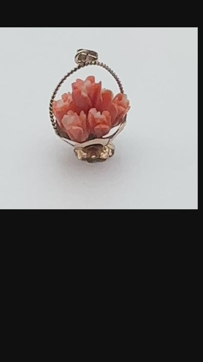 Victorian Hand-Carved Coral Pendant – 10kt Yellow Gold